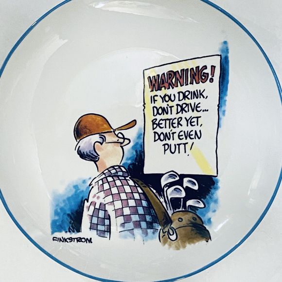 Lot of 2 Finkstrom Golf Humor 6.5" Dessert/Salad/Appetizer Plate Cartoon - Picture 3 of 5